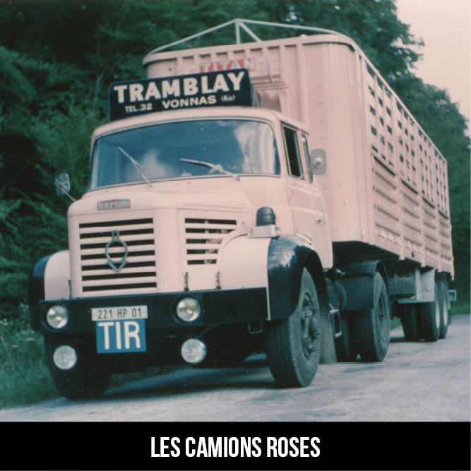 Un camion rose Transports Tramblay